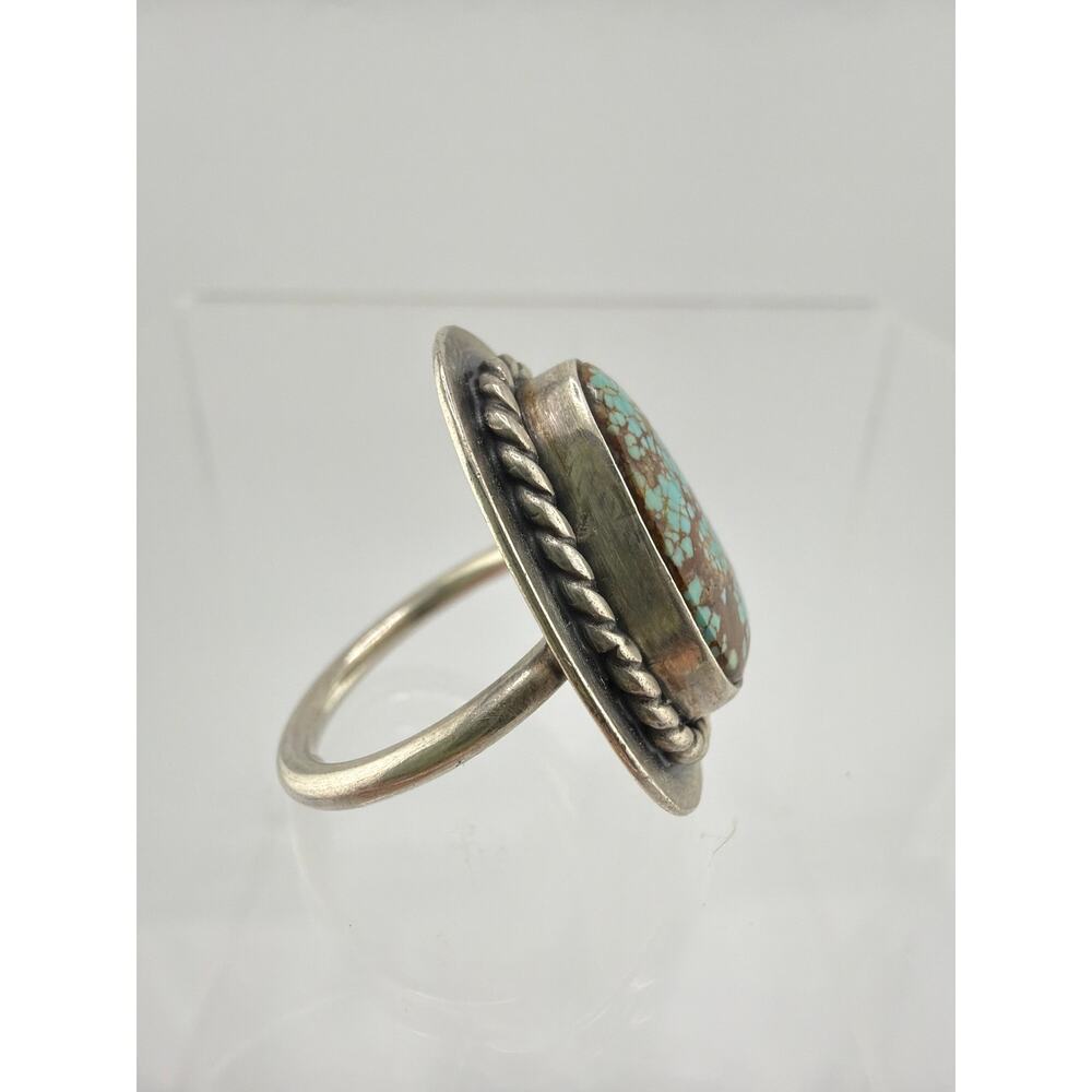 Handcrafted American Turquoise Raegan Hough 925 Sterling Silver Ring Size 5.5 - Picture 4 of 7